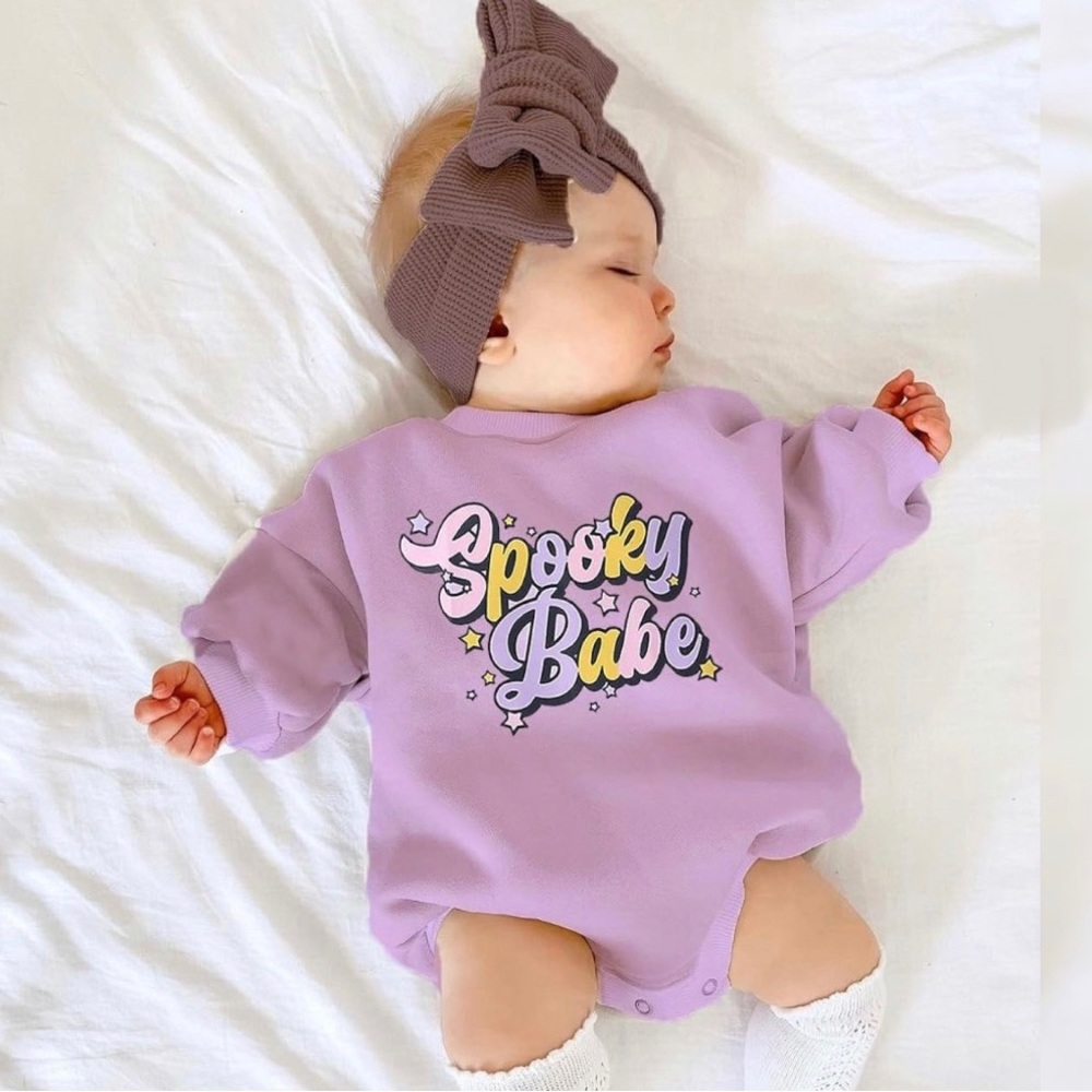 🎃💜Halloween Sweatshirt Romper NEW “Spooky Babe” 💜🎃
